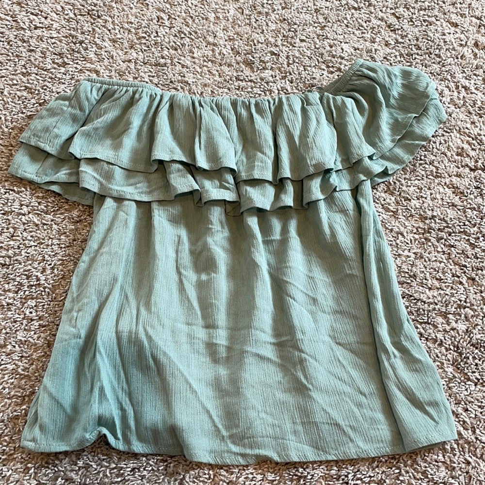 Mint green Off the shoulder flowy top
